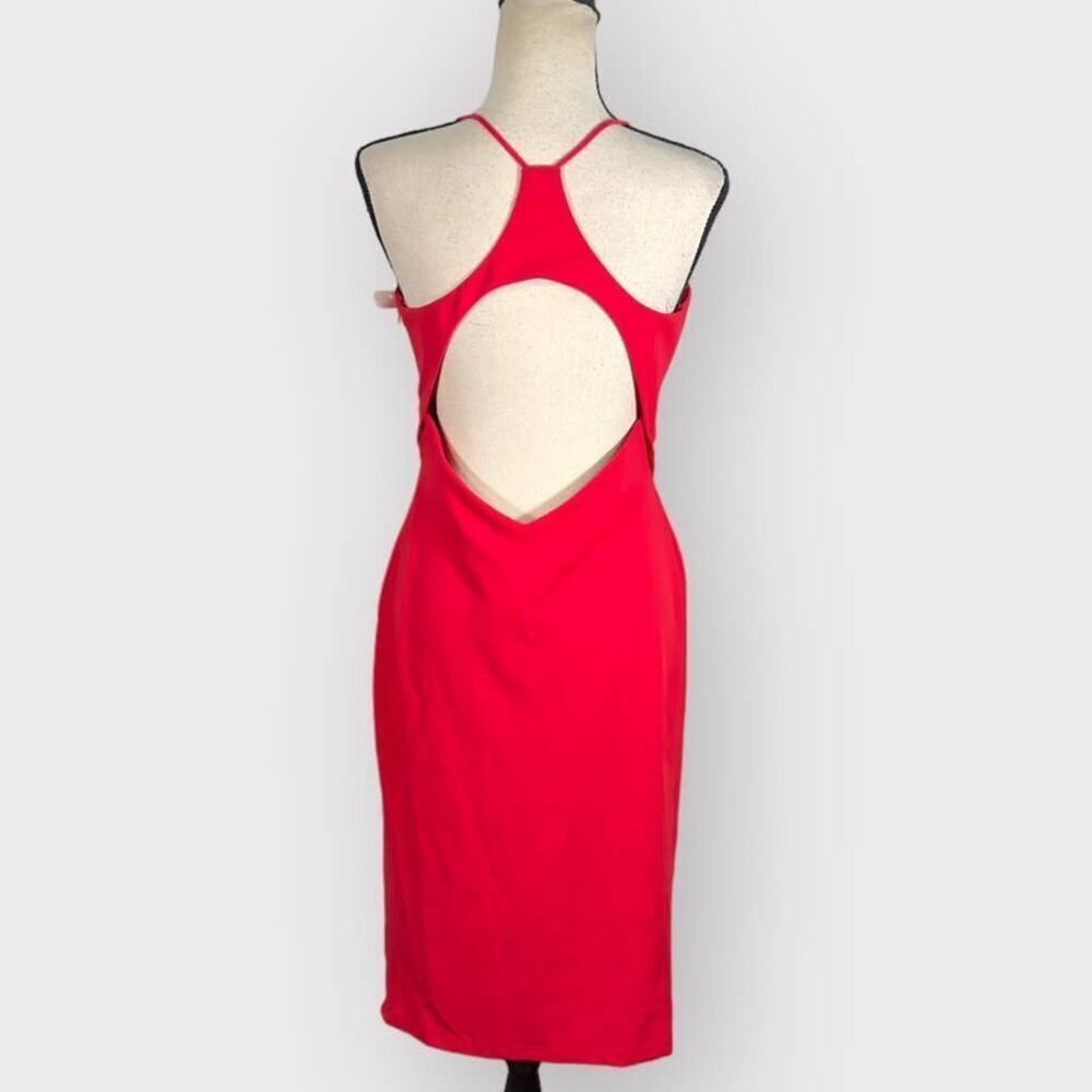 Lulus Get the Party Going Cocktail Bodycon Midi Dress Red Women's Size Large NWT - Picture 5 of 9